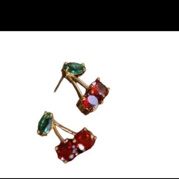 NEW 925 Sterling/Gold Cherry Earrings - Picture 2 of 4